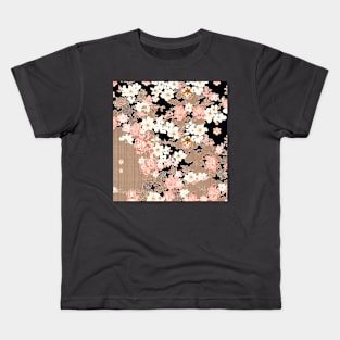 Japanese Kimono Pattern Cherry Blossoms Sakura Kids T-Shirt